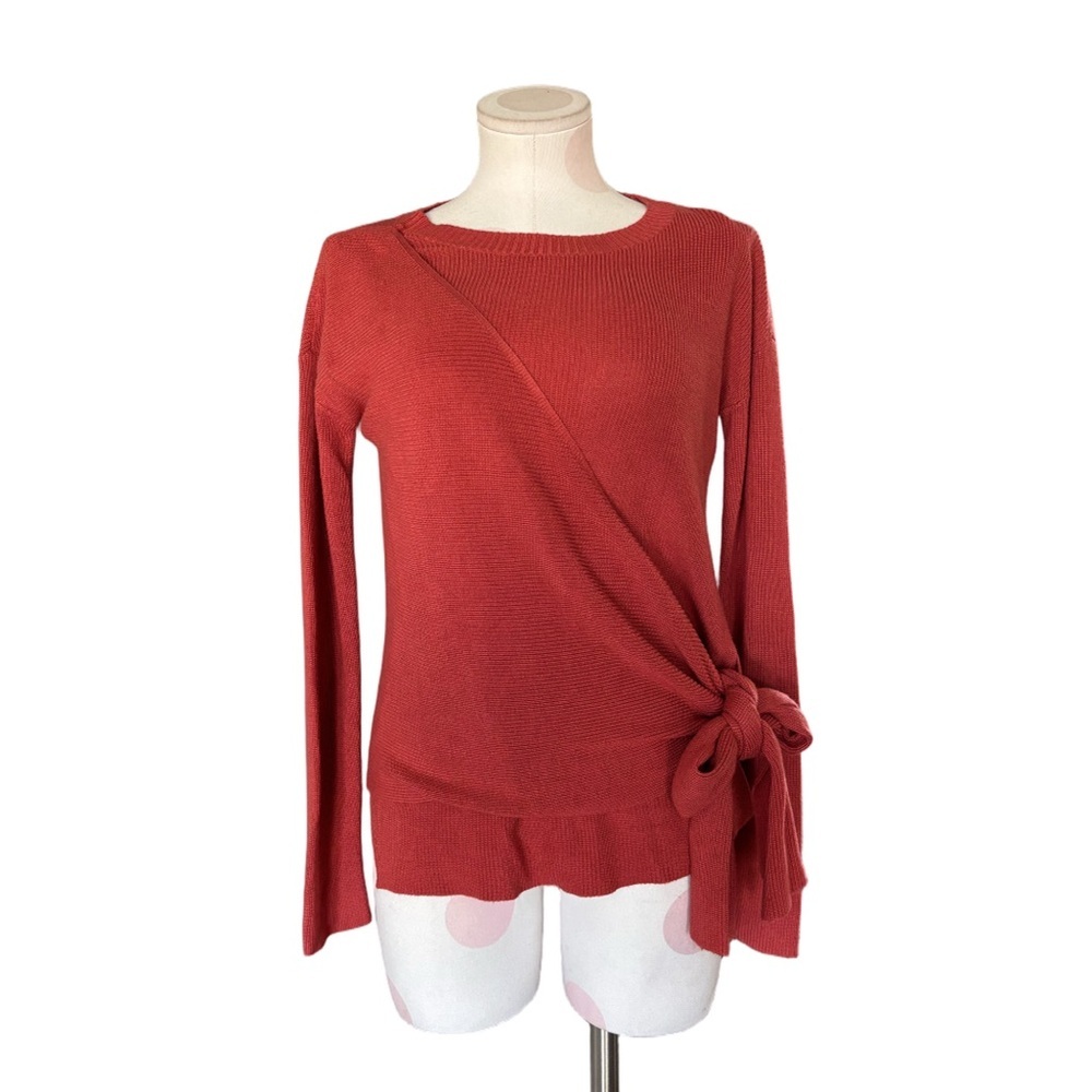 Tribal Wrap Sweater Top – Brick Red Orange – Small - Picture 2 of 10